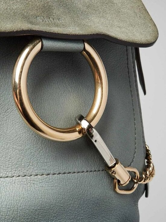 Chloe Light Blue Leather/Suede Small Faye Backpack Bag main image 9